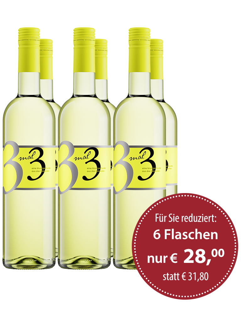 6 Flaschen<br>»Sparkarton "3 mal 3" Weiß« 